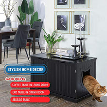 Load image into Gallery viewer, Sweet Barks X-Large Designer Cat Washroom Storage Bench Cat Litter Box Enclosure Furniture Box House with Table (Black)
