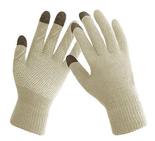 Load image into Gallery viewer, HINDAWI Winter Hat Gloves for Women Knit Snow Ski Outdoor Cap Touch Screen Mittens (Beige)
