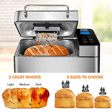 Load image into Gallery viewer, KBS Large 17-in-1 Bread Machine, 2LB All Stainless Steel Bread Maker with Auto Fruit Nut Dispenser, Nonstick Ceramic Pan, Full Touch Panel Tempered Glass, Reserve&amp; Keep Warm Set, Oven Mitt and Recipes
