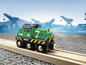 BRIO World 33214 - Freight Battery Engine - 1 Piece Wooden Toy Train Set for Kids Age 3 and Up