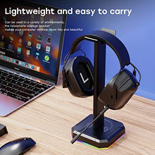Load image into Gallery viewer, Headphone Stand Gaming Headset Holder with RGB Light,Suitable for Most Headphone Such as Gaming Headphone/Bluetooth Headphone/Telephone Headset (Basic Black)
