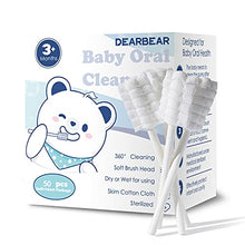 Load image into Gallery viewer, [50-Pack] Dear Bear Baby Oral Cleaner, Newborn Baby Tongue Cleaner with Paper Handle, Infant Toothbrush, Disposable Soft Gauze Baby Toothbrush for 0-36 Months Baby
