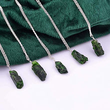 Load image into Gallery viewer, Handmade Rough Green Chrome Diopside Natural Raw Crystals Pendant Necklace Energy Gemstone Healing Crystals, Birthday, Gift for her, 925 Sterling Silver Jewelry 18 inch A+ Quality
