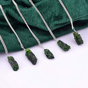 Handmade Rough Green Chrome Diopside Natural Raw Crystals Pendant Necklace Energy Gemstone Healing Crystals, Birthday, Gift for her, 925 Sterling Silver Jewelry 18 inch A+ Quality