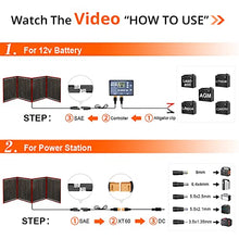 Load image into Gallery viewer, DOKIO 220w 18v Portable Foldable Solar Panel Kit (29x21inch, 11.7lb) Solar Charger with Controller 2 USB Output to Charge 12v Batteries/Power Station (AGM, Lifepo4) Rv Camping Trailer Emergency Power
