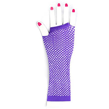Load image into Gallery viewer, Amscan Fishnet Long Gloves, Party Accessory, Purple
