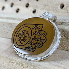 Load image into Gallery viewer, Yellow Engraved Aqeeq Stone | Yemeni Yellow Aqeeq Pendant | Yellow Akik stone Pendant silver unisex | AlAliGems | Akik Stone Yemeni Aqeeq Stone
