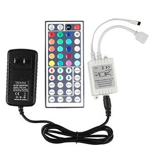GALYGG 44 Key IR Remote Controller Wireless Kit with DC 12V 2A Power Supply Adapter, for 2835 3528 5050 RGB LED Strip Lights Flexible Tape Lighting