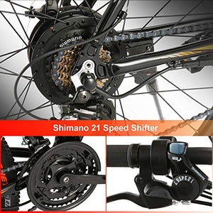 ANCHEER 350W Electric Bike 26'' Adults Electric Bicycle/Electric Mountain Bike, 20MPH Ebike with Removable 36V 7.8/10.4Ah Battery, Professional 21 Speed Gears