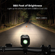 Load image into Gallery viewer, Super Bright Bike Light USB Rechargeable, Te-Rich 1200 Lumens Waterproof Road/Mountain Bicycle Headlight and LED Taillight Set with 4400 mAh Battery
