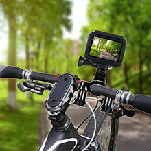 Load image into Gallery viewer, Bicycle Bike Handlebar Mount Adapter for GoPro Hero (2018) Fusion Session Black Silver 7 6 5 4 3 2 1 + EK7000 Sjcam Seatpost Pole Clamp + 3 Way Adjustable Pivot Arm for Action Cameras by MiPremium
