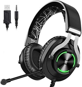 EKSA PS4 Gaming Headset PS4 Headset with Noise Cancelling Mic & RGB Light - Gaming Headphones for PC, Laptop, Xbox One Controller (Adapter Not Included), PS4, Nintendo Switch - 3.5mm Cable