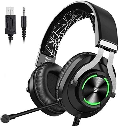 EKSA PS4 Gaming Headset PS4 Headset with Noise Cancelling Mic & RGB Light - Gaming Headphones for PC, Laptop, Xbox One Controller (Adapter Not Included), PS4, Nintendo Switch - 3.5mm Cable