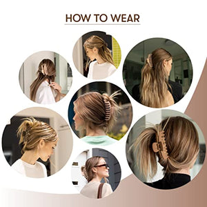 FRAMAR Large Claw Clips For Thick Hair – Large Hair Clip For Thick Hair, Girls Hair Clips Claw, Big Hair Clips For Thin Hair, Hair Claws Clips For Hair, Matte Claw Clips, Neutral Hair Clips 4 Pack