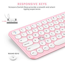 Load image into Gallery viewer, Wireless Keyboard and Mouse Combo, Jelly Comb 2.4G Slim Ergonomic Quiet Keyboard and Mouse with Round Keys for Windows, Laptop, PC, Notebook-White and Pink
