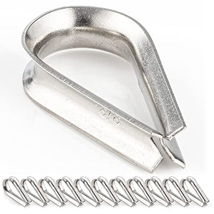 12 Pk Stainless Steel Thimbles for Wire Rope - 3/32 Inch - Marine Rigging, Sailing, Boat Anchor, Fishing, Railing, DIY, Hobby, Commercial, Industrial Applications - by Xpose Safety