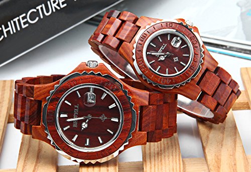 Load image into Gallery viewer, Bewell ZS-100B Wooden Watch Quartz Movement Couple Watches Date Display His and Hers Wristwatches Set