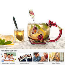 Load image into Gallery viewer, Glass Tea Cup Coffee Mugs &amp; Gifts for Women with Spoon Beautiful Rose Flower Butterfly Glass
