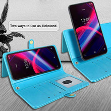 Load image into Gallery viewer, Harryshell Detachable Magnetic 12 Card Slots Wallet Case PU Leather Flip Protective Cover Wrist Strap for T-Mobile Revvl 4 Plus Revvl 4+ (Not fit REVVL 4 / REVVL 5G) (Flower Blue)
