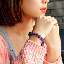 Load image into Gallery viewer, Purification Bracelet - Handmade Natural Semi-Precious Amethyst Bracelet - Stone Beaded Stretch Bracelet 8mm - Gemstone Round Beads Natural Stone Yoga Bracelet -
