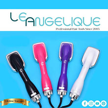 Load image into Gallery viewer, Le Angelique Brush N Blo - One Step Hair Straightening Blow Dryer Brush for Easy &amp; Quick Curly Hair Styling | 1000W Hot/Cold Air Straightener | No-Frizz Tourmaline Tech Detangles &amp; Boost Shine -Purple
