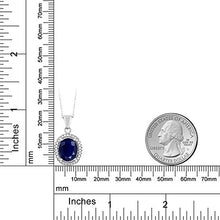 Load image into Gallery viewer, Gem Stone King 925 Sterling Silver Blue Sapphire Women&#39;s Gemstone Pendant Necklace, 5.40 Ctw Oval with 18 Inch Silver Chain
