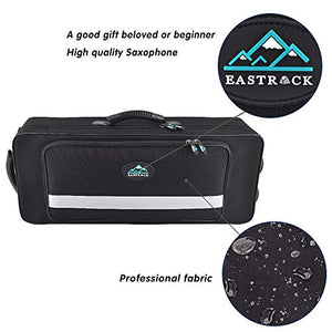 EASTROCK Tenor Saxophone B Flat Gold Laquer Sax Students Beginner With Updated Carrying Case,Reeds,Cleaning Kit,Gloves,Neck Straps,Mouthpieces