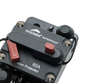 Young Marine Circuit Breaker for Boat Trolling with Manual Reset,Water Proof,12V- 48V DC (Surface Mount-60A)