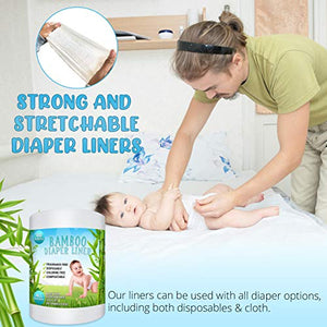Bamboo Diaper Liners - Fragrance Free Cloth Diaper Liners - Disposable Flushable Bamboo Diaper Liners 400 Sheets for Cloth Diaper Nappy - (4 Pack) Gentle and Soft, Chlorine and Dye-Free