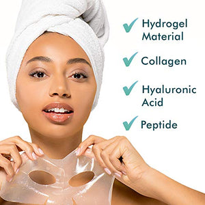 Ebanel 10-Pack Hydrogel Collagen Mask for Face, Instant Brightening Hydrating Face Mask Sheet Mask for Firming, Lifting Anti Aging Anti Wrinkle with Hyaluronic Acid, Peptide, Aloe Vera, Vitamin C & E