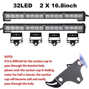 ASPL 2x16.8 inch Emergency Flashing LED Traffic Advisor Strobe Light Bar 32LED 26 Flash Patterns Interior Safety Warning Lights (Red/White)