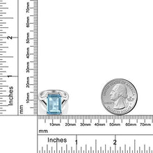 Load image into Gallery viewer, Gem Stone King 925 Sterling Silver Sky Blue Topaz Women&#39;s Solitaire Ring 8.70 Cttw Gemstone Birthstone 14X10MM Emerald Cut (Size 8)
