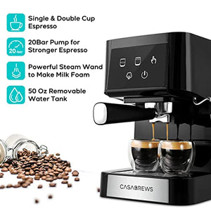 20 Bar Espresso Machine, Professional Espresso Maker with Milk Frother Steam Wand, Compact Espresso Coffee Maker and Cappuccino Machine With Touch Screen Panel for Cappuccino or Latte, Gift for Wife