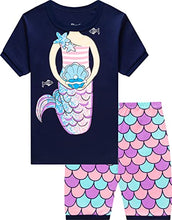 Load image into Gallery viewer, Summer Unicorn Pajamas for Girls Short Sleeve Mermaid Pjs Toddler Kids Clothes Cotton Sleepwear Size 6
