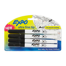 Load image into Gallery viewer, EXPO 1871774 Low-Odor Dry Erase Markers, Ultra Fine Tip, Black, 4 Count (Pack of 1)

