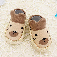 Load image into Gallery viewer, 1Pair Children&#39;s Kids Baby Boys Girls Cartoon Cat Floor Socks Thicken Anti-Slip Baby Step Shoes Sock (Khaki, S)
