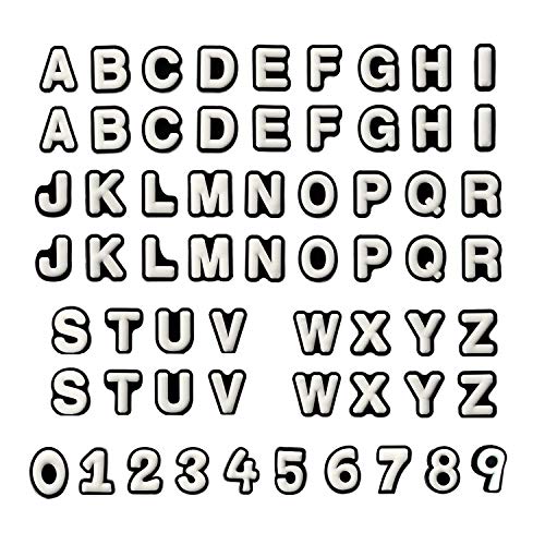 Kinear 62Pcs Glow in Dark Cool Letters and Numbers Shoes Charms for Shoes Bands Bracelet Wristband Helloween Party Gifts