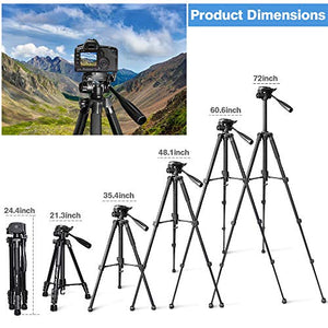 72-inch Camera Tripod, UBeesize Portable Aluminum Alloy Tripod & Monopod with Wireless Remote Shutter, Professional Travel Video Tripods with Carry Bag & Phone Holder for DSLR Cameras, Cell Phones.