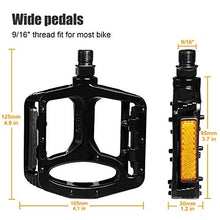 Load image into Gallery viewer, XQXA Mountain Bike Pedals, 1 Pair Road Bike Pedals Universal 9/16-inch Lightweight Non-Slip Aluminum Platform Pedal Ultra Sealed Bearing for Road Mountain BMX MTB Bicycle
