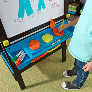 KidKraft Wooden Storage Easel with Dry Erase and Chalkboard Surfaces, Children's Art Furniture - Espresso, Gift for Ages 3+ 25.2 x 23.2 x 47.6