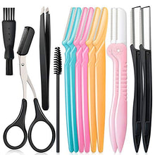 Load image into Gallery viewer, 14 in 1 Eyebrow Razor Kit, Professional Dermaplane Face Razor for Women, Eyebrow Trimmer for Hair &amp; Peach Fuzz Remover, Face Shavers for Women with Eyebrow Tweezers/Scissors/Clipper/Spoolie Brush
