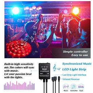 LED Strip Lights Sync to Music, Kousee 16.4ft Flexible 5m Self-Adhesive RGB Light Strips Remote Color Change 150LEDs 5050 Tape Lights Neon Ribbon Room Mood Lighting 12V for Bedroom