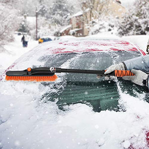 MATCC Car Snow Brush Removal Extendable with Ice Scraper and Foam Grip Detachable Snow Mover for Car Auto SUV Truck Windshield Windows