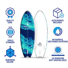 Load image into Gallery viewer, Wavestorm -Soft Top Foam 5&#39;6&quot; Surfboard/Fish Swallow Tail Surfboard for Beginners and All Surfing Levels Youth Complete Set Includes Leash and Multiple Fins, Blue Marble, (AZ22-WSSW560-BLU)
