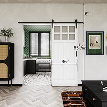 Load image into Gallery viewer, BARNER HOME Sliding Barn Door Hardware Kit &amp; Handle, White, MDF, 36'' × 84'', with Waterproof Covering, Unfinished Panelled Slab, Pre-drilled Holes, Easy Installation
