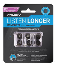 Load image into Gallery viewer, Comply Comfort Plus Tsx-500 Memory Foam Earphone Tips, Noise Reducing Replacement Earbud Tips, Secure Fit (S/M/L, 3 Pairs), 29-50200-11, Black
