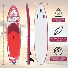 Load image into Gallery viewer, YWH Pink SUP Inflatable Paddle Board - 10.6' Lightweight Stand Up Paddleboard for Youth Adult Beginner Kids Paddleboards with Accessories Backpack, Non-Slip Deck &amp; Hippocampus Pattern，Red
