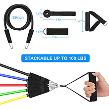 Load image into Gallery viewer, Resistance Bands Set, Exercise Bands with Handles Attached 5 Resistance Bands, Handles, Legs Ankle Straps &amp; Door Anchor, Carry Bag, Fitness Bands for Men Women Resistance Training, Physical Therapy
