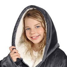 Load image into Gallery viewer, THE COMFY Original Quarter Zip | Oversized Microfiber &amp; Sherpa Wearable Blanket with Zipper, Seen On Shark Tank, One Size Fits All Charcoal
