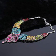 Load image into Gallery viewer, Women's Elegant Austrian Crystal Statement Necklace Earrings Jewelry Set for Wedding Dress and Boxes (Silver Colorful)

